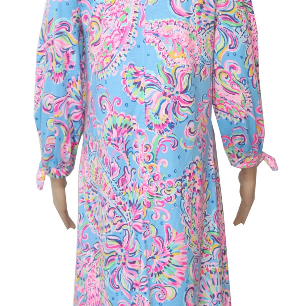 Lilly Pulitzer Cath Dress Printed Notch Neck Beach Tie Cuff S - Picture 6 of 7